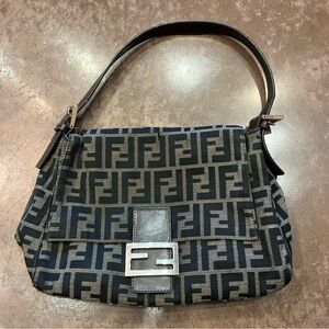 Vintage Fendi Zucca Bag Black and Brown Shoulder Bag